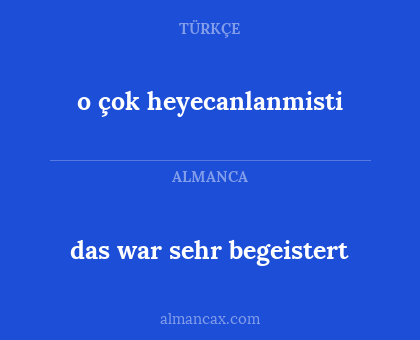 o çok heyecanlanmisti - das war sehr begeistert