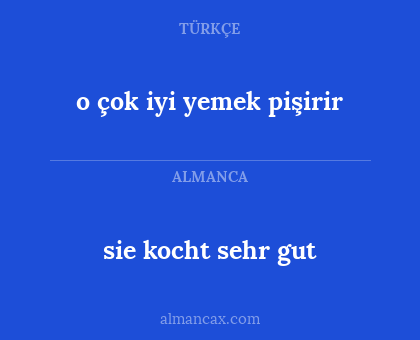 sie kocht sehr gut - o çok iyi yemek pişirir