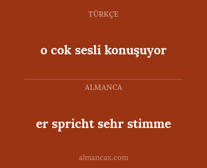 er spricht sehr stimme - o cok sesli konuşuyor