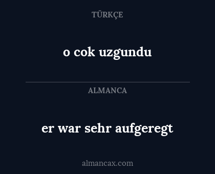 o cok uzgundu - er war sehr aufgeregt