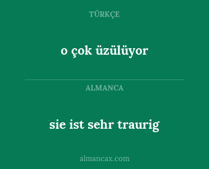 sie ist sehr traurig - o çok üzülüyor