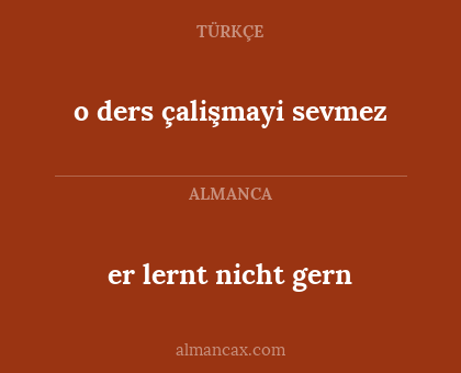 o ders çalişmayi sevmez - er lernt nicht gern