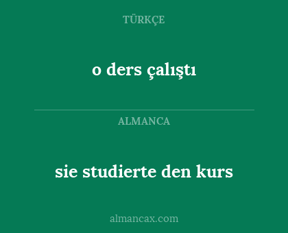 sie studierte den kurs - o ders çalıştı