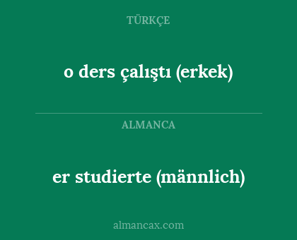o ders çalıştı (erkek) - er studierte (männlich)