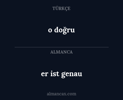 er ist genau - o doğru