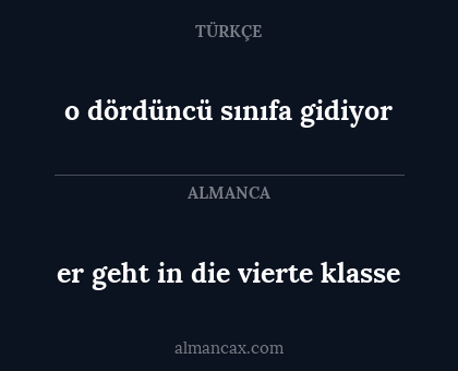 o dördüncü sınıfa gidiyor - er geht in die vierte klasse