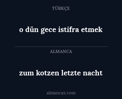 zum kotzen letzte nacht - o dün gece istifra etmek