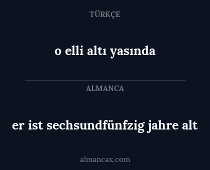 er ist sechsundfünfzig jahre alt - o elli altı yasında