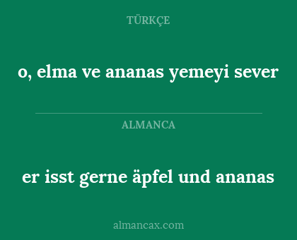 o, elma ve ananas yemeyi sever - er isst gerne äpfel und ananas