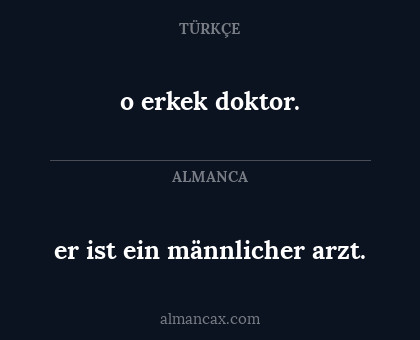 er ist ein männlicher arzt. - o erkek doktor.