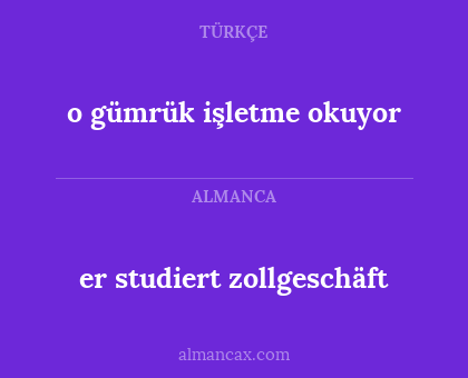 er studiert zollgeschäft - o gümrük işletme okuyor