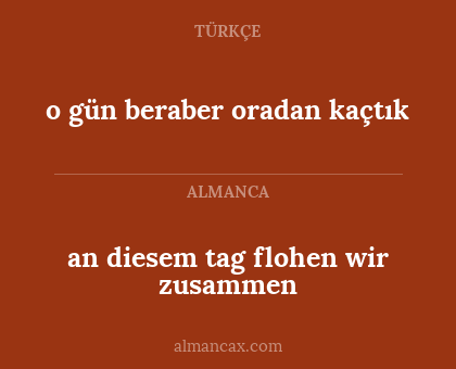 an diesem tag flohen wir zusammen - o gün beraber oradan kaçtık