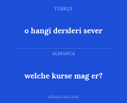 welche kurse mag er? - o hangi dersleri sever