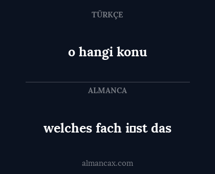 o hangi konu - welches fach i̇st das