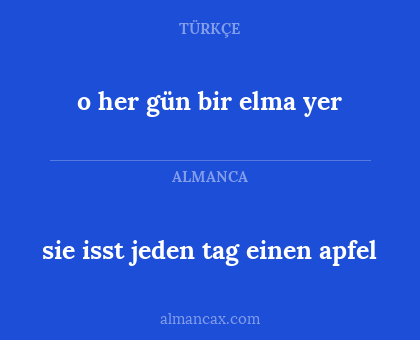 sie isst jeden tag einen apfel - o her gün bir elma yer