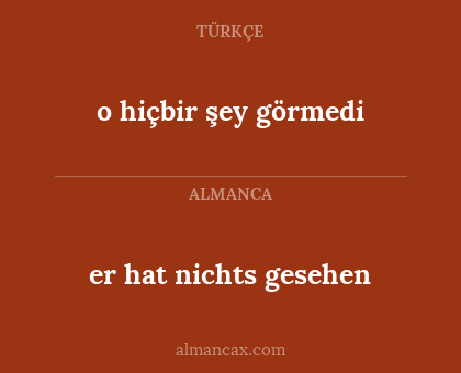 o hiçbir şey görmedi - er hat nichts gesehen