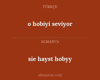 sie hayst hobyy - o hobiyi seviyor