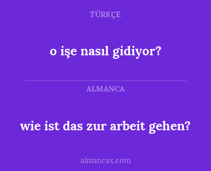 wie ist das zur arbeit gehen? - o işe nasıl gidiyor?