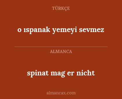 spinat mag er nicht - o ıspanak yemeyi sevmez
