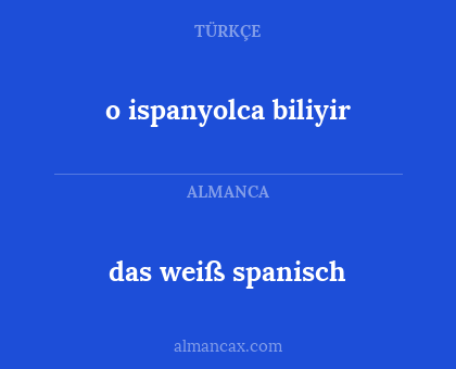 das weiß spanisch - o ispanyolca biliyir