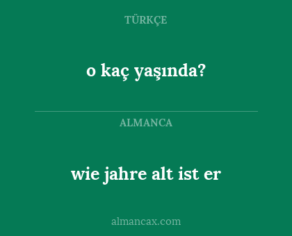 wie jahre alt ist er - o kaç yaşında?
