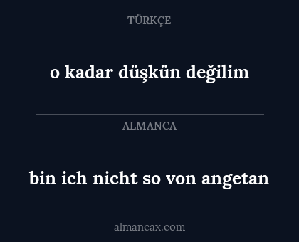 bin ich nicht so von angetan - o kadar düşkün değilim