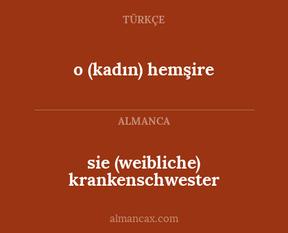 o (kadın) hemşire - sie (weibliche) krankenschwester