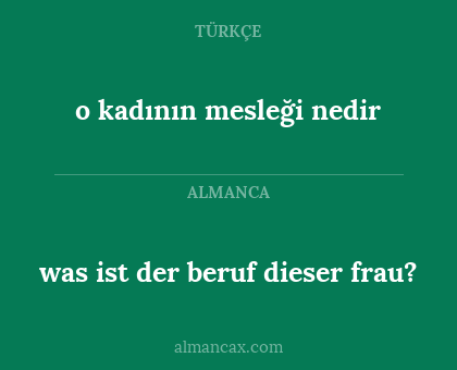 was ist der beruf dieser frau? - o kadının mesleği nedir
