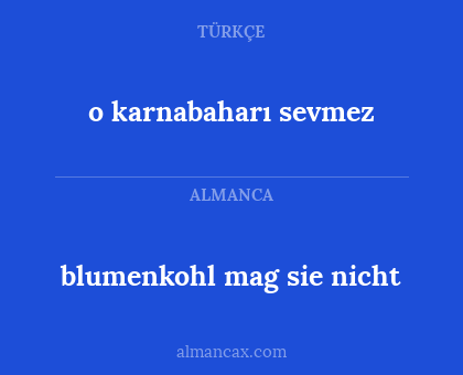 blumenkohl mag sie nicht - o karnabaharı sevmez
