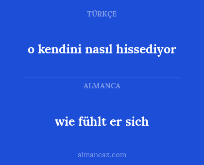wie fühlt er sich - o kendini nasıl hissediyor
