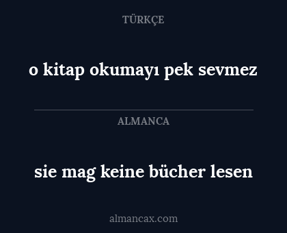 o kitap okumayı pek sevmez - sie mag keine bücher lesen