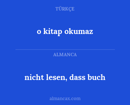 nicht lesen, dass buch - o kitap okumaz
