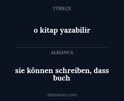 sie können schreiben, dass buch - o kitap yazabilir