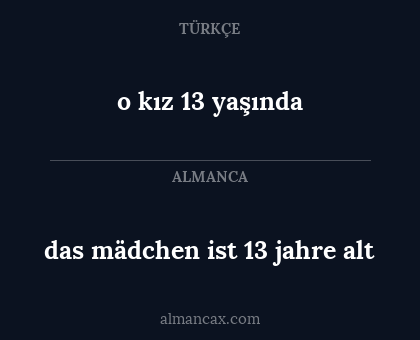 das mädchen ist 13 jahre alt - o kız 13 yaşında