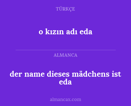 der name dieses mädchens ist eda - o kızın adı eda