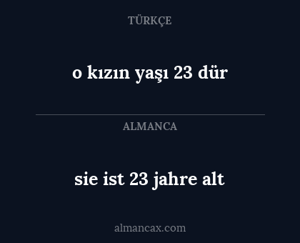 sie ist 23 jahre alt - o kızın yaşı 23 dür