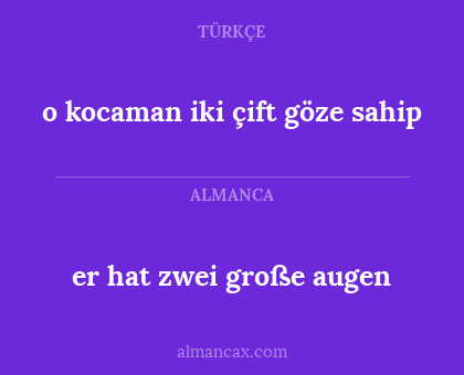 er hat zwei große augen - o kocaman iki çift göze sahip