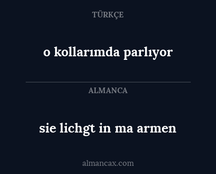 sie lichgt in ma armen - o kollarımda parlıyor