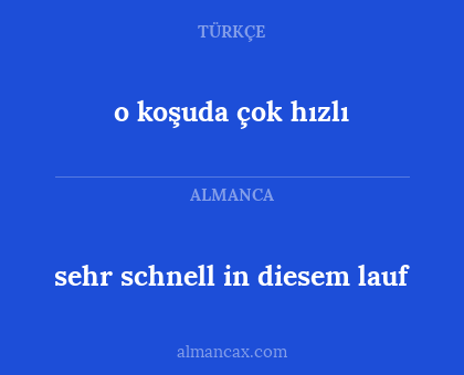 sehr schnell in diesem lauf - o koşuda çok hızlı