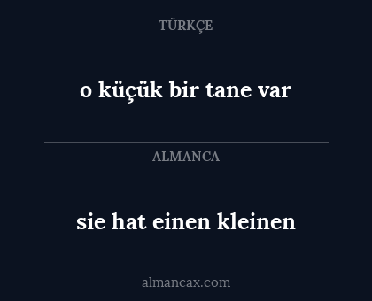 sie hat einen kleinen - o küçük bir tane var