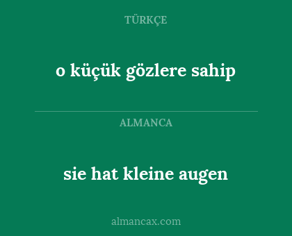 sie hat kleine augen - o küçük gözlere sahip