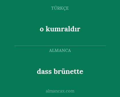 o kumraldır - dass brünette
