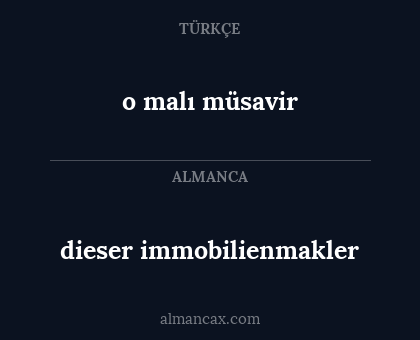 o malı müsavir - dieser immobilienmakler