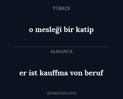 er ist kauffma von beruf - o mesleği bir katip