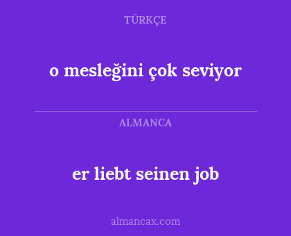 o mesleğini çok seviyor - er liebt seinen job