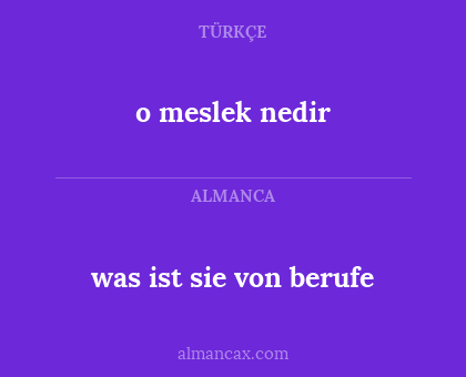 o meslek nedir - was ist sie von berufe