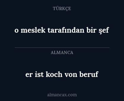 er ist koch von beruf - o meslek tarafından bir şef