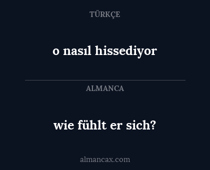 o nasıl hissediyor - wie fühlt er sich?