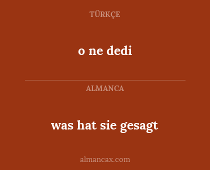 o ne dedi - was hat sie gesagt