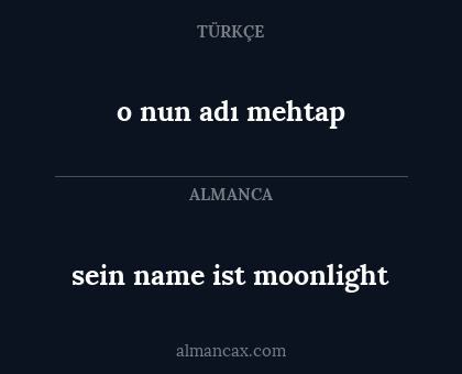 sein name ist moonlight - o nun adı mehtap